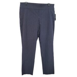 Counterparts Womens‎ 14 Super Stretch High Rise Navy White Pinstripe Pants New